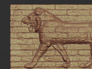 glazed brick relief of a striding lion from the palace of nebuchadnezzar ii 3D Print Model