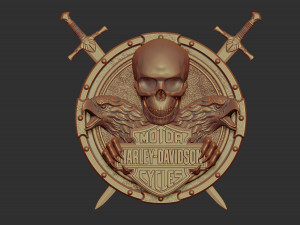 harley davidson bas relief stl model for cnc and 3d printer 3Dプリントモデル