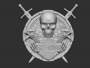 harley davidson bas relief stl model for cnc and 3d printer 3D 打印模型
