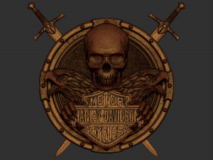 harley davidson bas relief stl model for cnc and 3d printer 3D 打印模型