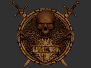 harley davidson bas relief stl model for cnc and 3d printer 3D Print Model