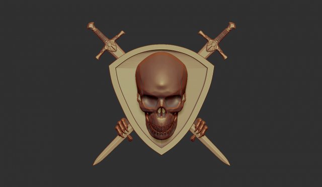 skull shield and sword stl model for cnc and 3d printer 3D Принт Модель .c4d .max .obj .3ds .fbx .stl .blend 
