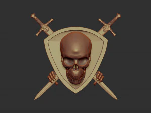 modello stl di scudo teschio e spada per stampante cnc e 3d Modello di stampa 3D