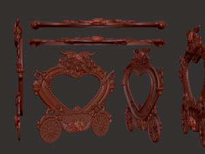 pumpkin carriage photo frame 3D 프린트 모델