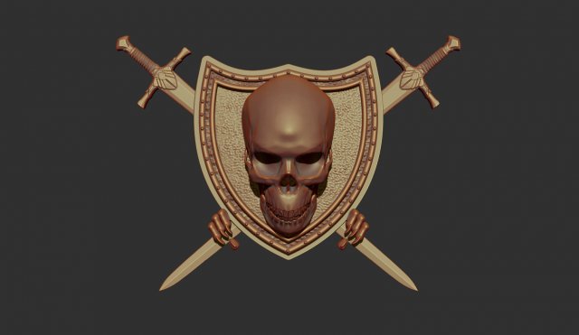 skull shield and sword stl model for cnc and 3d printer 3D Baskı Modeli .c4d .max .obj .3ds .fbx .stl .blend 