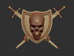 stl модель черепа, щита и меча для ЧПУ и 3D-принтера 3D Принт Модель