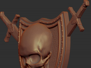 skull shield and sword stl model for cnc and 3d printer 3D Baskı Modeli