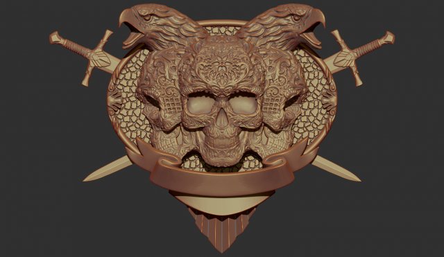 skull shield eagle head and sword stl model for cnc and 3d printer 3D Print Model .c4d .max .obj .3ds .fbx .stl .blend 