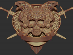skull shield eagle head and sword stl model for cnc and 3d printer 3D Print Model