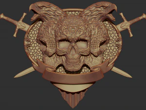 skull shield eagle head and sword stl model for cnc and 3d printer 3D Print Model