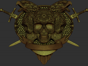 skull shield eagle head and sword stl model for cnc and 3d printer 3D Print Model