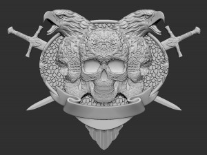 skull shield eagle head and sword stl model for cnc and 3d printer 3D Print Model