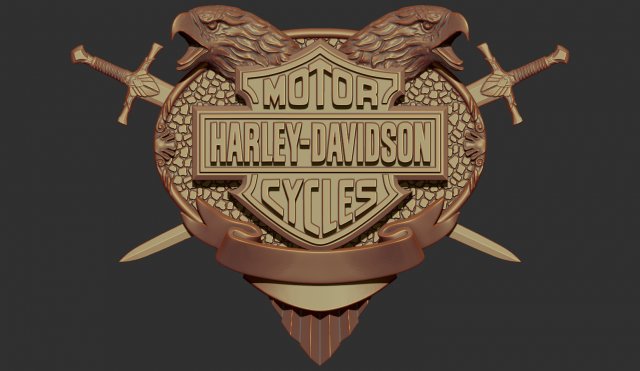 harley davidson bas relief stl model for cnc and 3d printer 3D Print Model .c4d .max .obj .3ds .fbx .stl .blend 