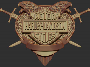 harley davidson bas relief stl model for cnc and 3d printer 3D Print Model