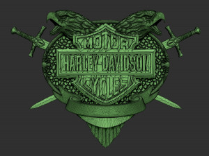 harley davidson bas relief stl model for cnc and 3d printer 3D Print Model