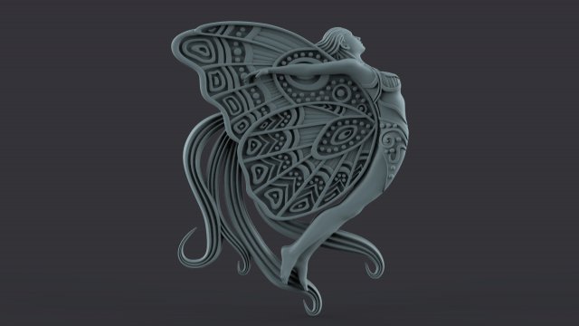 butterfly woman 3Dプリントモデル .c4d .max .obj .3ds .fbx .stl .blend 