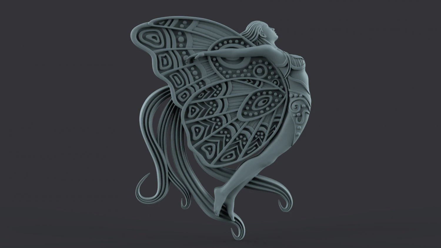 butterfly woman 3D Print Model .c4d .max .obj .3ds .fbx .stl .blend 