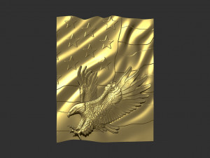 american flag and eagle stl model for cnc and 3d print model Model Cetak 3D