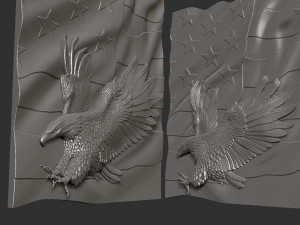 american flag and eagle stl model for cnc and 3d print model Model Cetak 3D