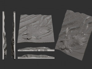 american flag and eagle stl model for cnc and 3d print model Model Cetak 3D