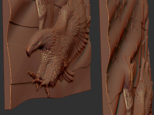american flag and eagle stl model for cnc and 3d print model Model Cetak 3D