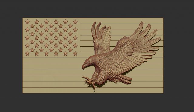 american flag and eagle stl model for cnc and 3d print model 3D 프린트 모델 .c4d .max .obj .3ds .fbx .stl .blend 