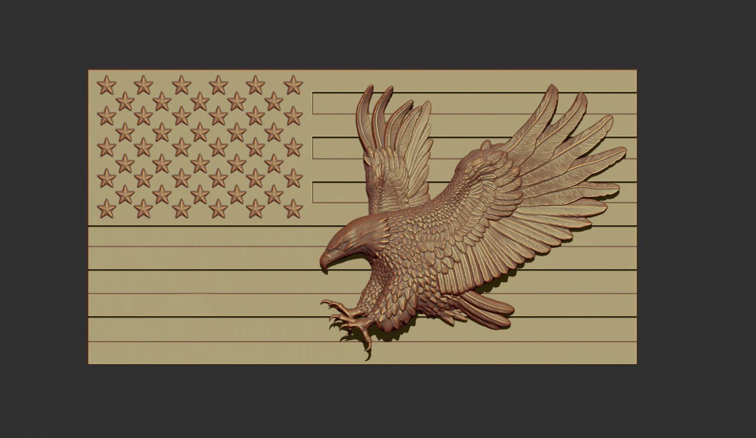 american flag and eagle stl model for cnc and 3d print model 3D Print Model .c4d .max .obj .3ds .fbx .stl .blend 