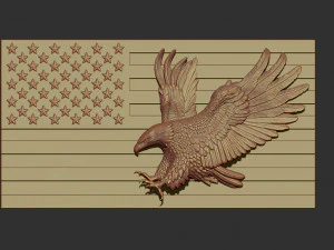 american flag and eagle stl model for cnc and 3d print model 3D Print Model