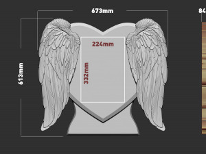 heart and angel wings tombstone 3D Принт Модель