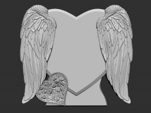 heart and angel wings tombstone Modelo de Impressão 3D