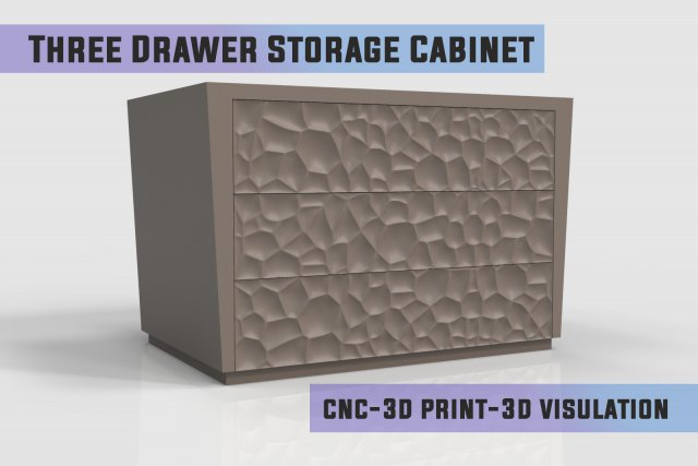 three drawer storage cabinet ready to carving cnc Modelo 3D .c4d .max .obj .3ds .fbx .stl .blend 