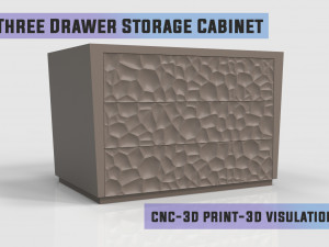 three drawer storage cabinet ready to carving cnc 3D Model