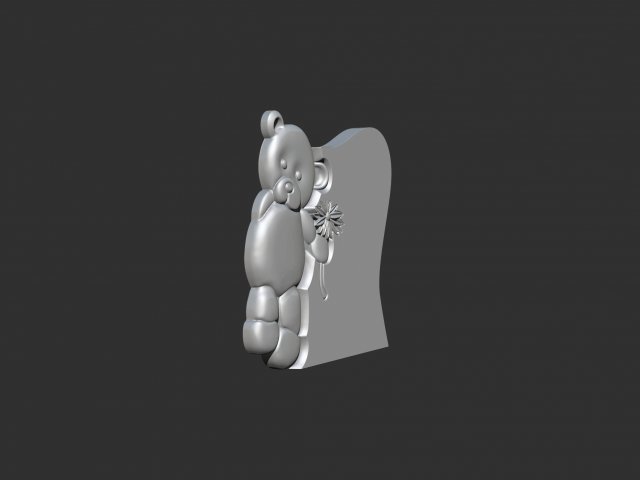 tombstone with teddy bear figure 3D in