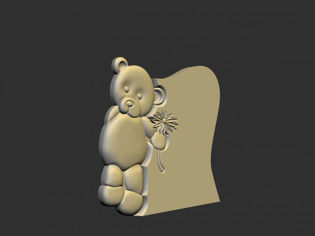 tombstone with teddy bear figure 3D in