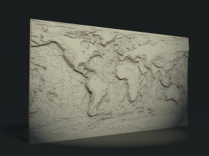 World Map stl model for cnc and 3d printer 3D Print Model