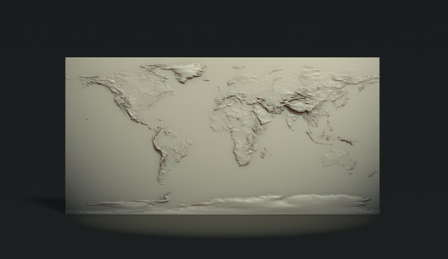 World Map Bas Relief Model Cetak 3D .c4d .max .obj .3ds .fbx .stl .blend 