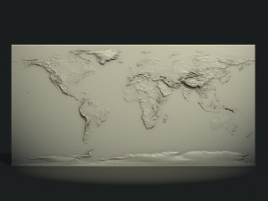 World Map Bas Relief  3D Print Models