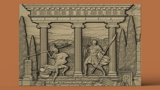 Amazon Warrior Woman vs Man Battle Scene Modello di stampa 3D .c4d .max .obj .3ds .fbx .stl .blend 