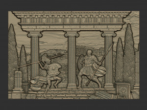 Amazon Warrior Woman vs Man Battle Scene Modello di stampa 3D