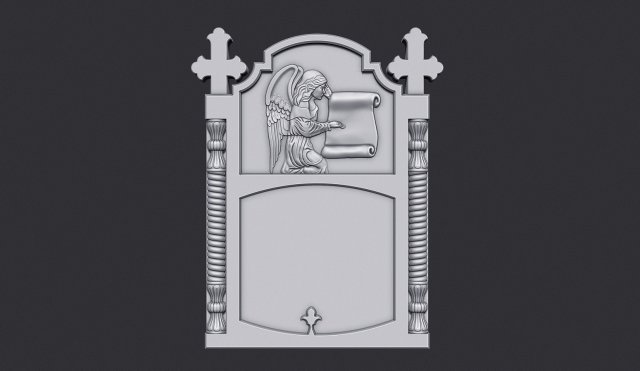 Memorial Tombstone with Angel 3D-printmodel .c4d .max .obj .3ds .fbx .stl .blend 