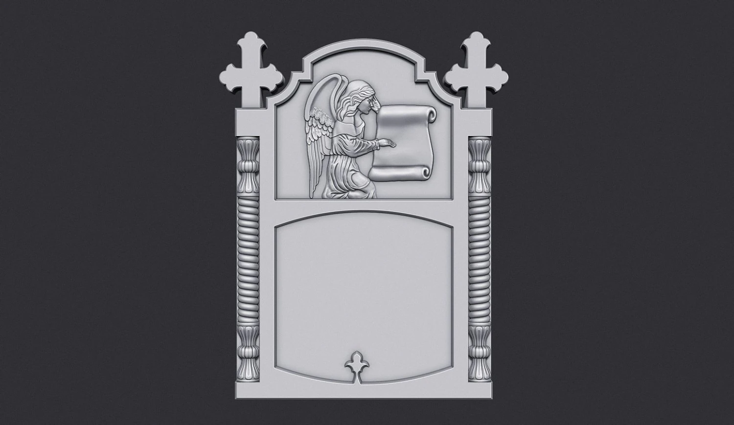 Memorial Tombstone with Angel 3D Print Model .c4d .max .obj .3ds .fbx .stl .blend