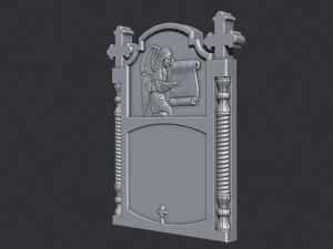 Memorial Tombstone with Angel 3D Print Model