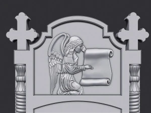 Memorial Tombstone with Angel 3D Print Model