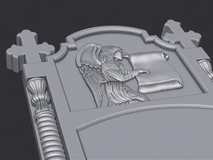 Memorial Tombstone with Angel 3D Print Model