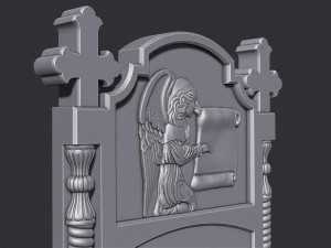 Memorial Tombstone with Angel 3D Print Model