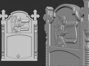 Memorial Tombstone with Angel 3D Print Model
