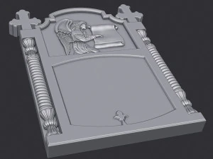 Memorial Tombstone with Angel 3D Print Model