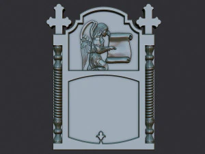 Memorial Tombstone with Angel 3D Print Model