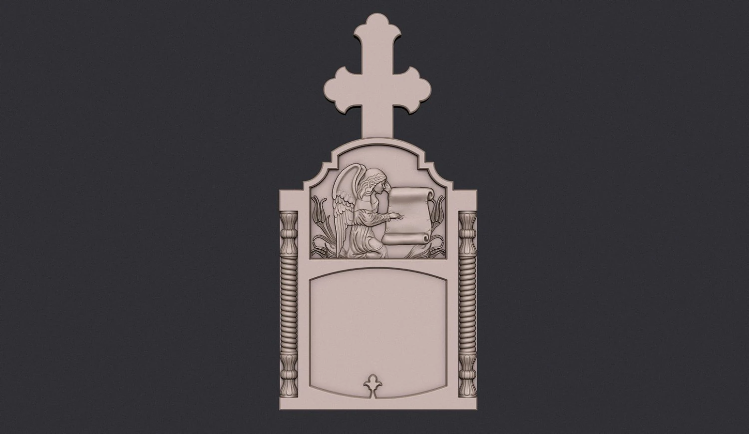 Memorial Tombstone with Angel 3D Print Model .c4d .max .obj .3ds .fbx .stl .blend