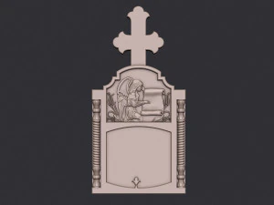 एंजेल के साथ मेमोरियल टॉम्बस्टोन 3D प्रिंट मॉडल